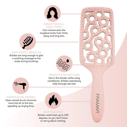 FRAMAR Professional Vented Hair Brush, Curved Hair Brush For Blow Drying