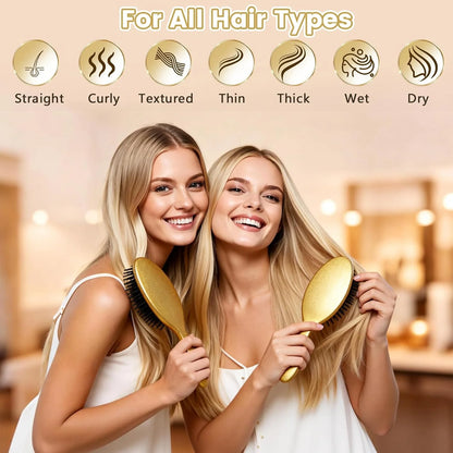 Glitter Detangling Brush, Wet & Dry Tangle-Free Hair Brush for Women & Girls, No Tangle, Soft and Flexible Bristles for Straight, Curly and Thick Hair (Red)