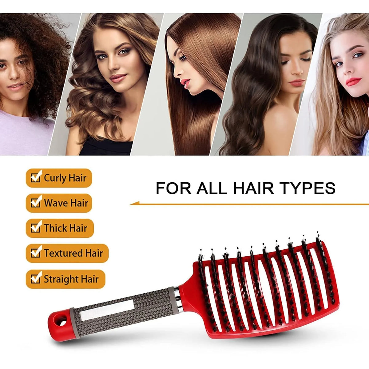 Detangling Brush, Wet Dry Detangler Hair Brushes, Vented Detangling Brush, Fast Drying Styling Massage Hairbrush for Women & Kids’ Long, Thick, Thin, Curly & Tangled Hair (Gold)