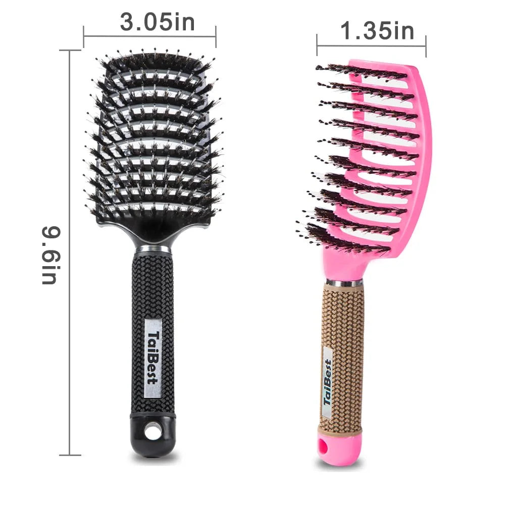 Boar Bristle Hair Brush Set – Wet/Dry Detangler for All Hair Types