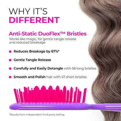 FHI Heat UNbrush Detangling Brush for Pain-Free Brushing on All Wet or Dry Hair Types — Durable DuoFlex Anti-Static Bristles, Lightweight Handle, Vented Hair Brush