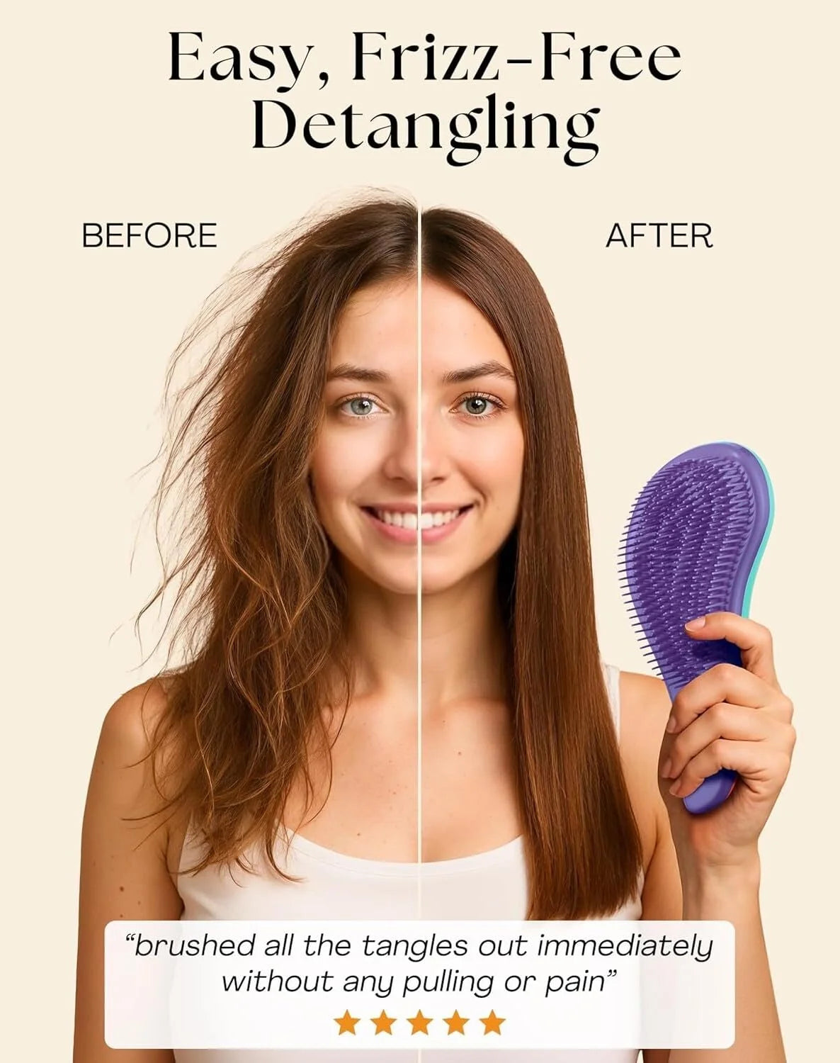 Hair Brush & Beard Detangler Brush - Unisex Detangling Brush for Men, Black