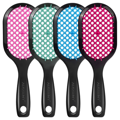 Vented Detangling Hair Brush - 2 Pack Detangler Hairbrush for Effortless Tangle Removal - Ultra-Soft Bristles -For Natural Curly Straight Wet Dry Damaged Hair for Women Men Kids