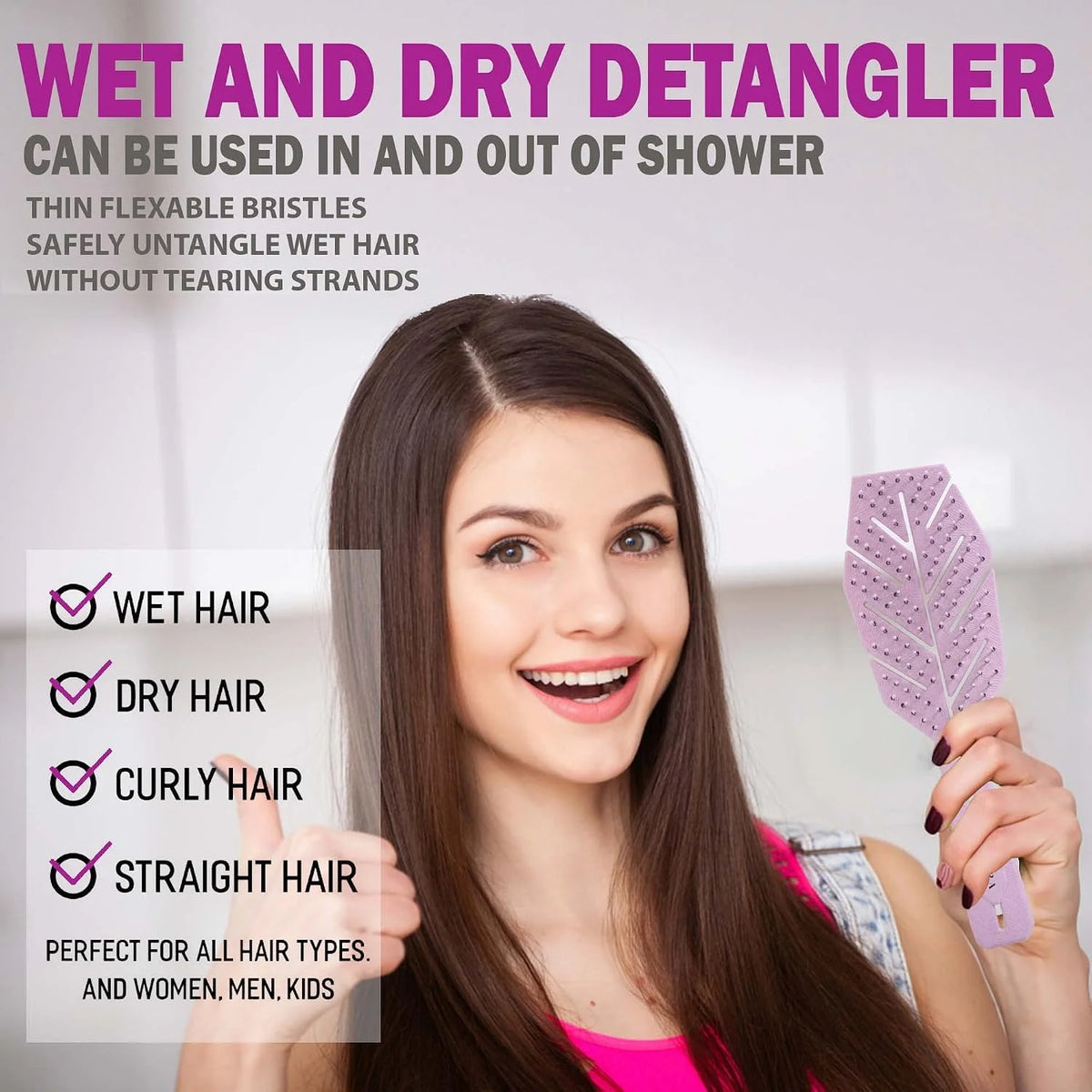 Fiora Naturals Detangling Hair Brush for Women, Detangler Hair Brush, Pink