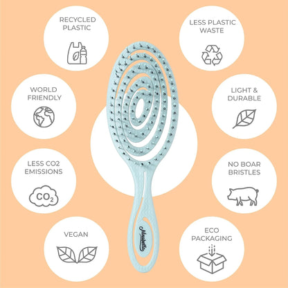 Ninabella Detangler Brush - No Tangle Hair Brush for Women, Fine, Thick and Long Hair - Hairbrush for Wet and Dry Hair, Gentle on the Scalp - Light Blue