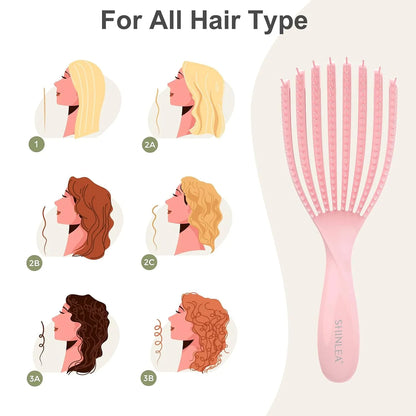 SHINLEA Detangler Brush for Curly Hair, Wet Dry Detangling Hair Brush for Thick Thin Wavy Hair, Gentle Detangle Hairbrush Reduces Breakage for Women Men Kids (Purple)