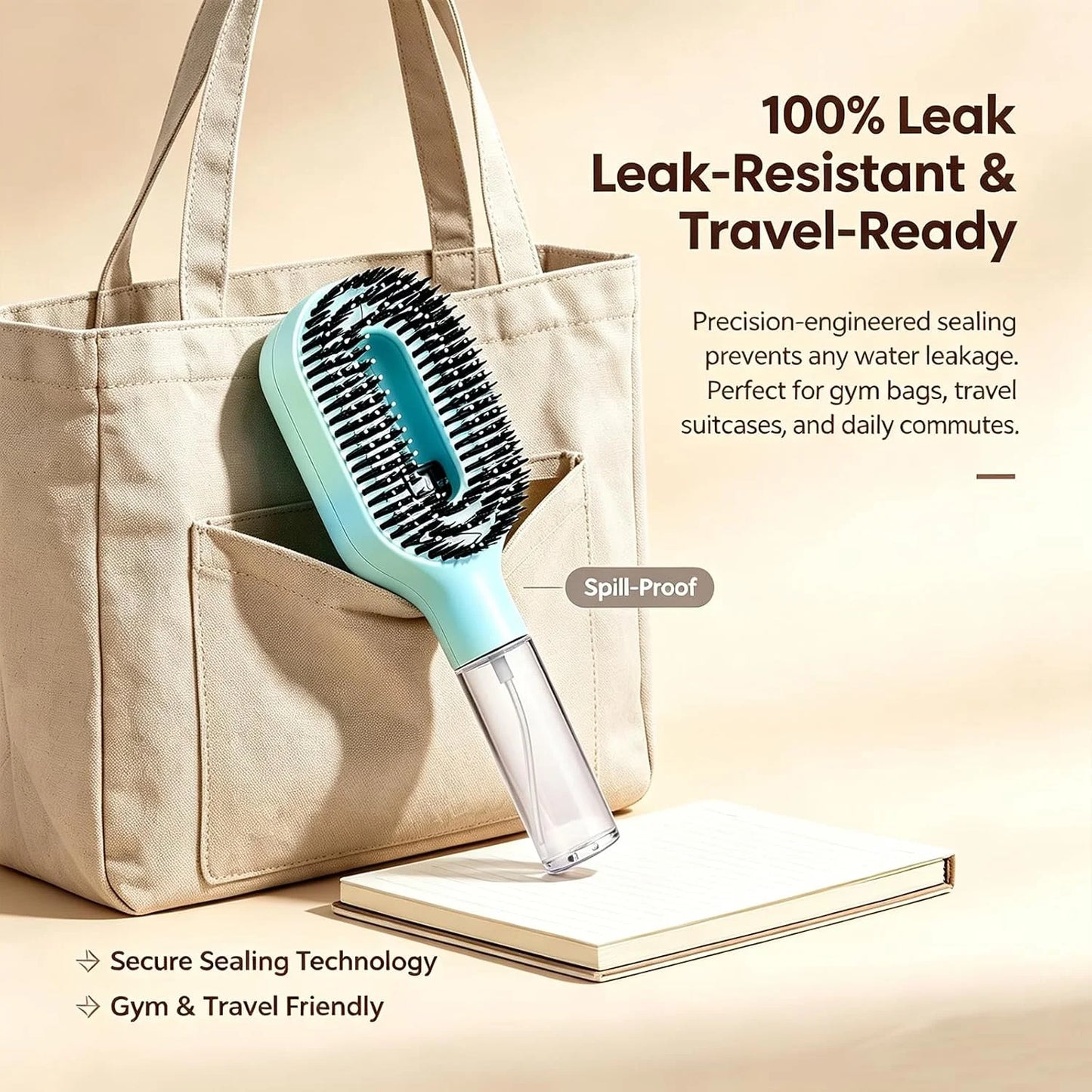 Water Spray Hair Brush for Kids, Detangling Spray Comb for Fine Hair 1Green