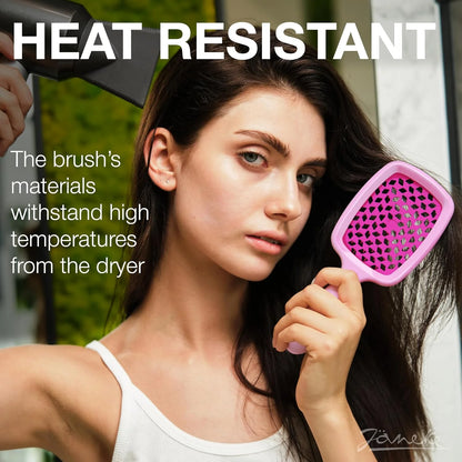 Janeke J-Brush Detangling Comb for Curly and Wavy Hair – Wide Tooth J-Shape Brush for Wet and Dry Use – Anti-Frizz, Lightweight and Gentle on Scalp – Made in Italy Professional Styling Tool (Black)