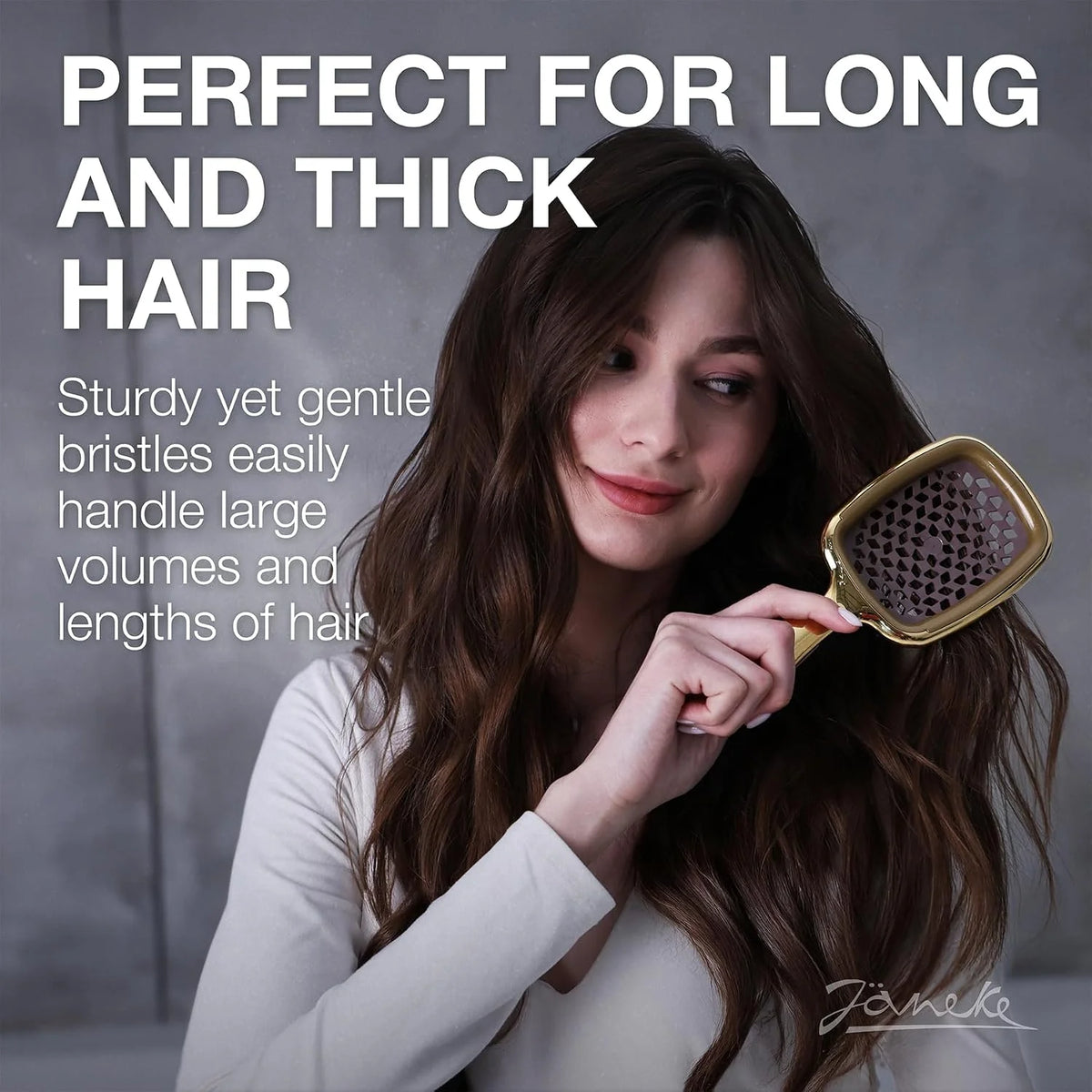 Janeke J-Brush Detangling Comb for Curly and Wavy Hair – Wide Tooth J-Shape Brush for Wet and Dry Use – Anti-Frizz, Lightweight and Gentle on Scalp – Made in Italy Professional Styling Tool (Black)