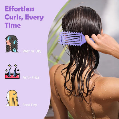 ABOYOY Curl Defining Brush with Side Gear for Curly Hair, Detangling & Styling Brush for Women Men, Lightweight Ergonomic Candy Brush Works on Wet or Dry Hair (Purple)