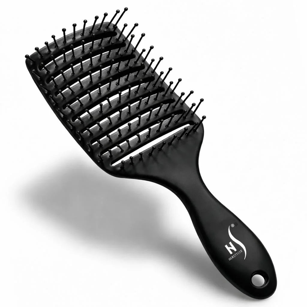 Herstyler Vent Brush for Hair - Detangler for Faster Blow Drying - Black