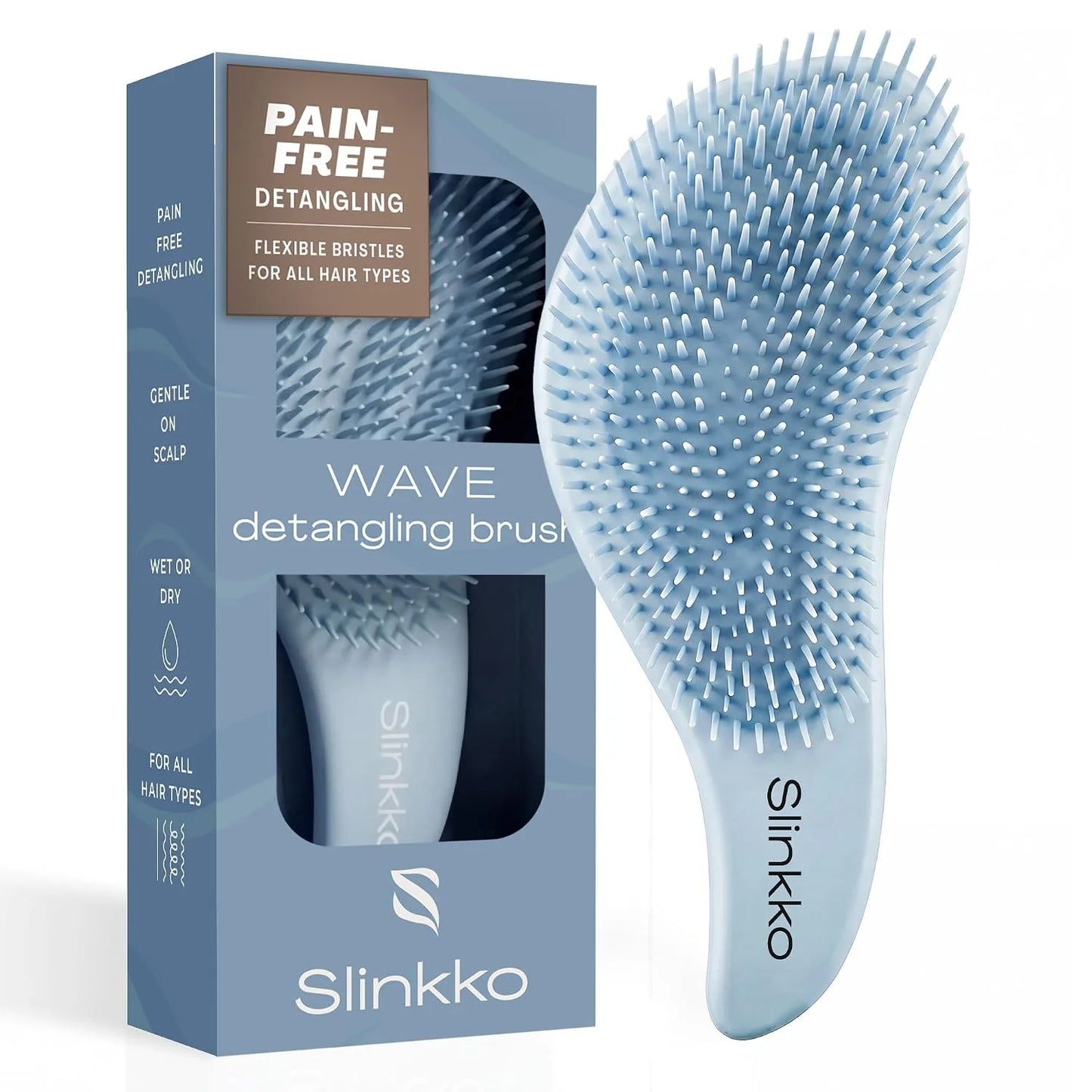 Detangler Brush, Curly Hair Brush for Women, Men & Kids - Wet & Dry Detangling Hair Brush for Curly, Thick, Fine & Wavy Hair - Anti-Breakage Wave Brush, Pain-Free Hairbrush, Pink, Rose Clay