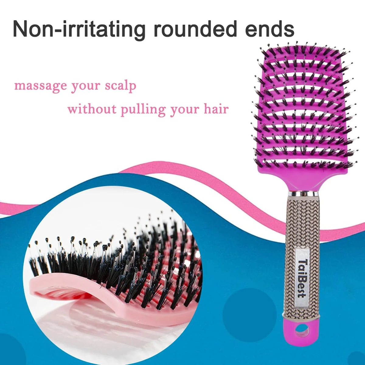 Boar Bristle Hair Brush Set – Wet/Dry Detangler for All Hair Types