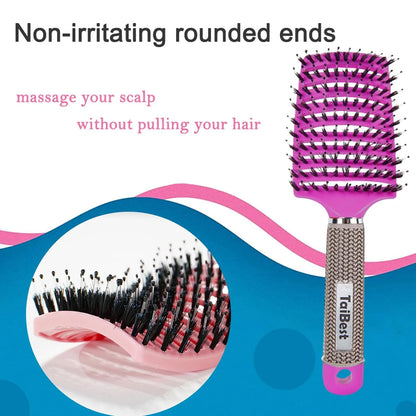 Boar Bristle Hair Brush Set – Wet/Dry Detangler for All Hair Types