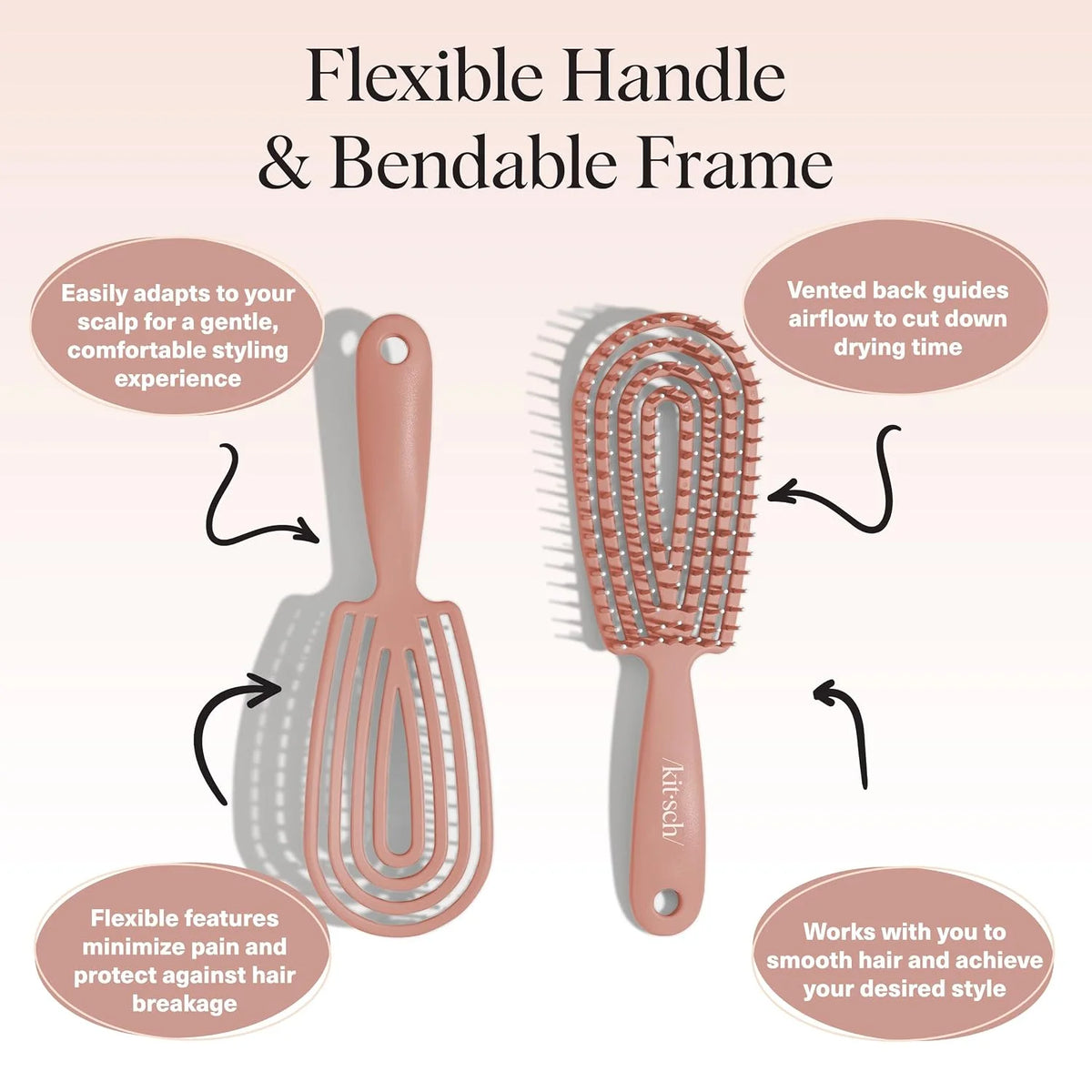 Kitsch Flexi Flow Detangler Brush, Hair Brushes For Women - Terracotta