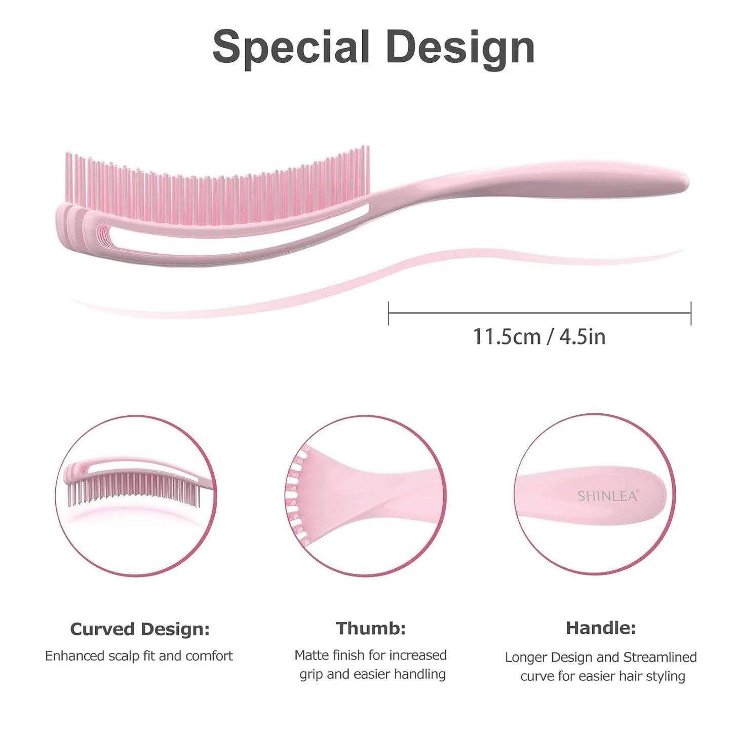 SHINLEA Detangler Brush for Curly Hair, Wet Dry Detangling Hair Brush for Thick Thin Wavy Hair, Gentle Detangle Hairbrush Reduces Breakage for Women Men Kids (Purple)