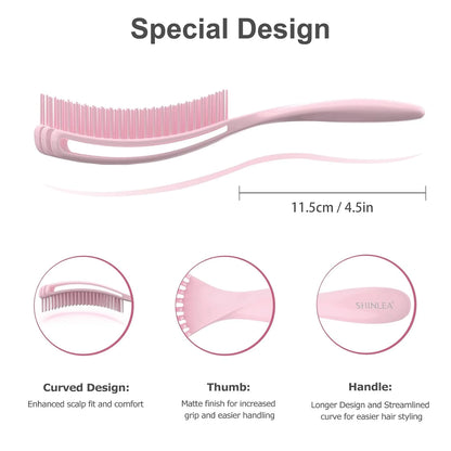 SHINLEA Detangler Brush for Curly Hair, Wet Dry Detangling Hair Brush for Thick Thin Wavy Hair, Gentle Detangle Hairbrush Reduces Breakage for Women Men Kids (Purple)