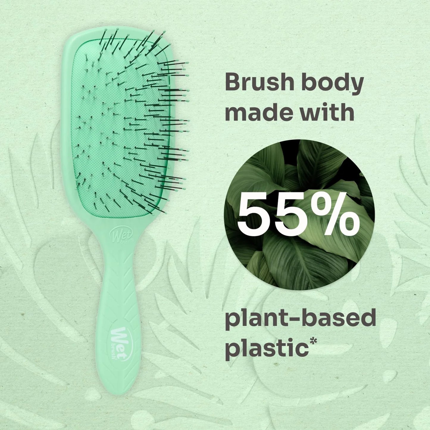 Wet Brush Go Green Thick Hair Paddle Detangling Brush, Green - Ultra-Soft IntelliFlex Bristles With AquaVent - Gently Loosens Knots While Minimizing Pain - Curly, Coarse, Long, Wet & Dry Hair
