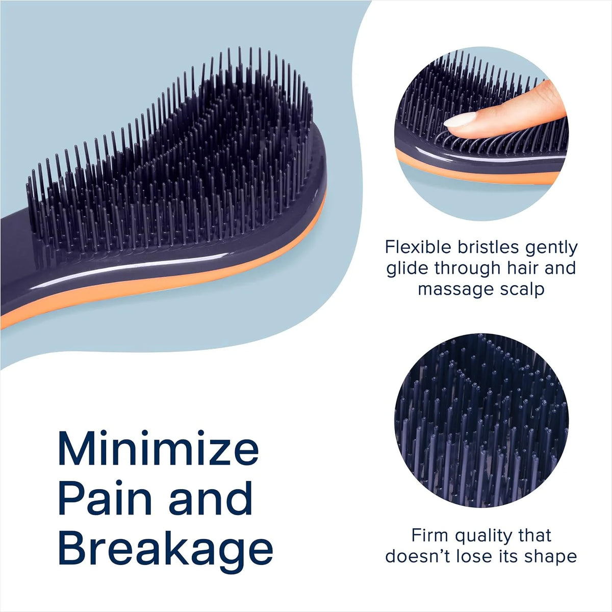 Crave Naturals Biggie Glide Thru Hair Brush - Detangler Brush for Curly, Straight, Wet or Dry Hair - Gentle Detangling Brushes for Adults, Kids, Toddlers - Hair Accessories for Women, 8.4x3.4" - Black