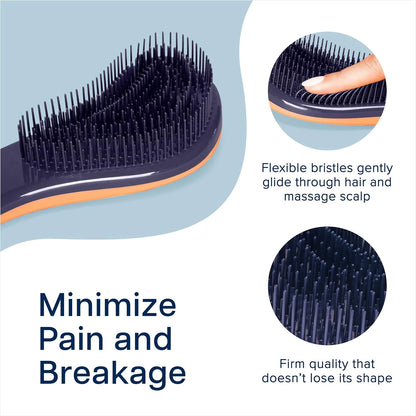 Crave Naturals Biggie Glide Thru Hair Brush - Detangler Brush for Curly, Straight, Wet or Dry Hair - Gentle Detangling Brushes for Adults, Kids, Toddlers - Hair Accessories for Women, 8.4x3.4" - Black