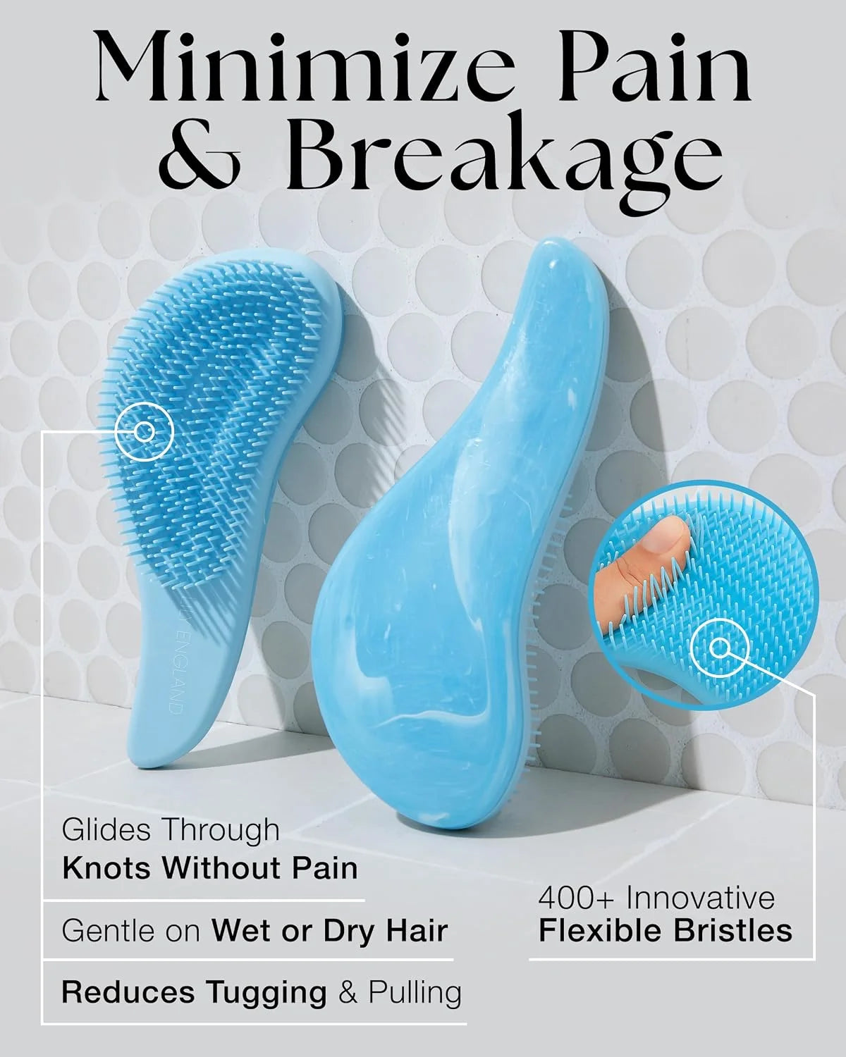 Hair Brush & Beard Detangler Brush - Unisex Detangling Brush for Men, Black