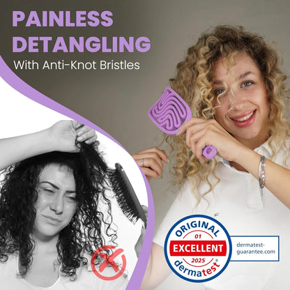 Detangler Brush – Pain-Free Detangling Hair Brush for Wet & Dry Hair – Effortless Detangling Brush for Curly, Fine & Tangled Hair – Hairbrush for Women, Men & Kids – Purple