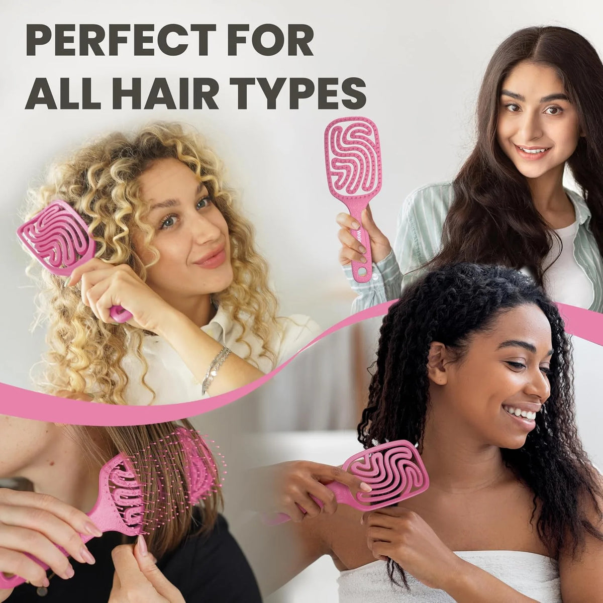Detangler Brush – Pain-Free Detangling Hair Brush for Wet & Dry Hair – Effortless Detangling Brush for Curly, Fine & Tangled Hair – Hairbrush for Women, Men & Kids – Purple