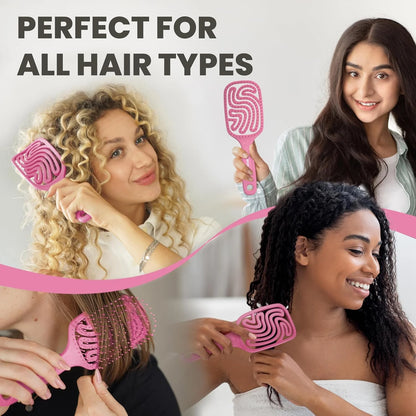 Detangler Brush – Pain-Free Detangling Hair Brush for Wet & Dry Hair – Effortless Detangling Brush for Curly, Fine & Tangled Hair – Hairbrush for Women, Men & Kids – Purple