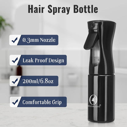 BRUSHZOO Detangling Brush with Hair Spray Bottle, Wide Tooth Comb for Women, Men, and Kids - 9 Row Brush with Detangler for Natural 3/4abc Curly Hair