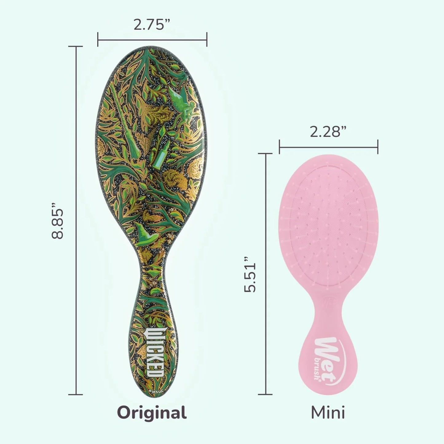Wet Brush Original Detangler Hair Brush Elphaba (Wicked) Kit - Ultra-Soft IntelliFlex Bristles - Detangling Brush Glides Through Tangles For All Hair Types (Wet Dry & Damaged) - 1 Brush & 1 Bow