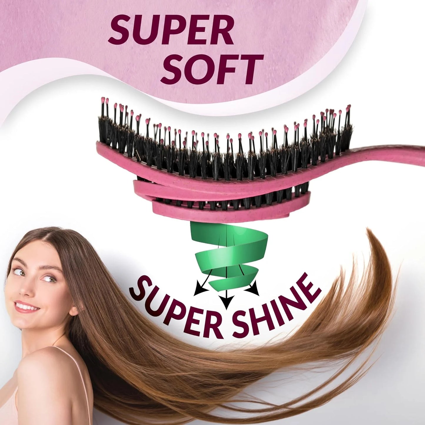 marQus Detangle Boar Brush Women and Men, Exclusive Ultra-soft bending Bristles and Body - Glide Through Tangles With Ease For All Hair Types - Women, Men, Wet And Dry Hair, 1pcs Brown Brush