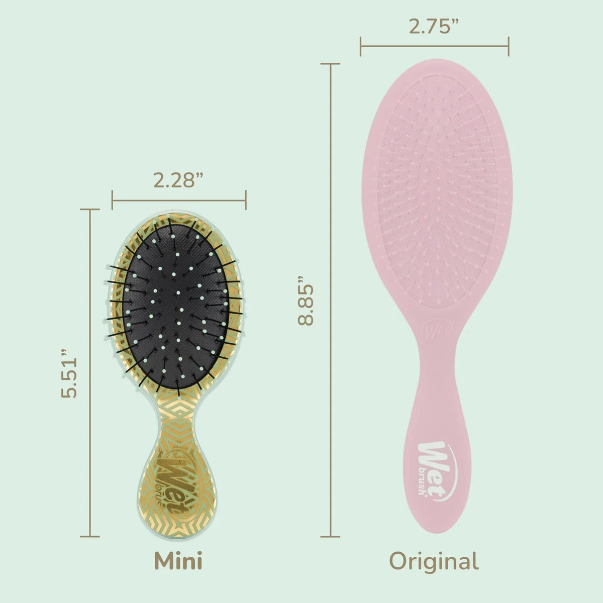 Wet Brush Mini Detangler Hair Brush - Jade Geo, Detangling Travel Hairbrush, Ultra-Soft IntelliFlex Bristles Glide Through Tangles with Ease, Pain-Free, All Hair Types