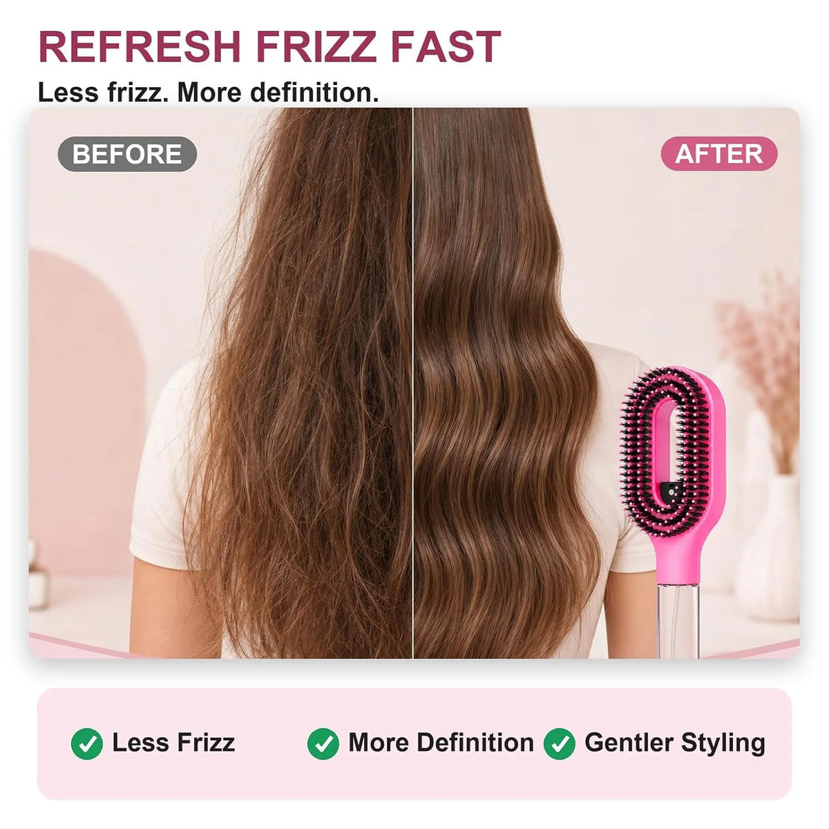 Hair Brush with Water Spray, 2-in-1 Misting Detangler for Curly Hair