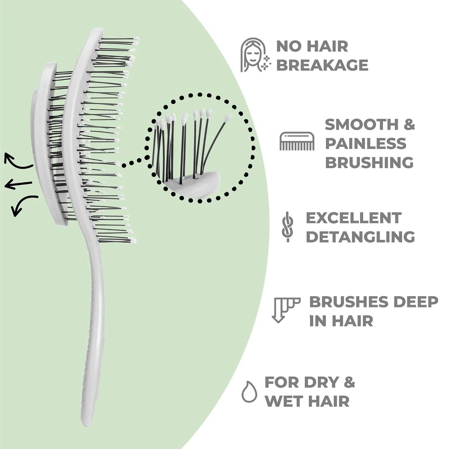 Ninabella Detangler Brush - No Tangle Hair Brush for Women, Fine, Thick and Long Hair - Hairbrush for Wet and Dry Hair, Gentle on the Scalp - Light Blue