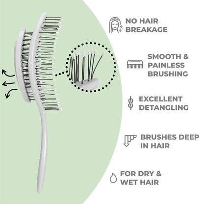 Ninabella Detangler Brush - No Tangle Hair Brush for Women, Fine, Thick and Long Hair - Hairbrush for Wet and Dry Hair, Gentle on the Scalp - Light Blue