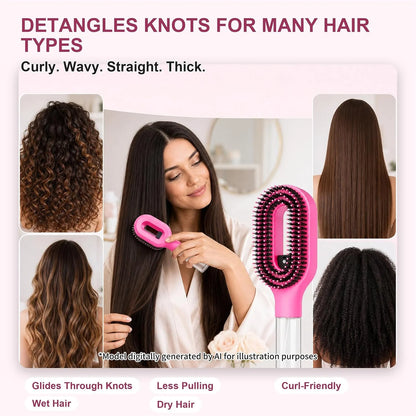 Hair Brush with Water Spray, 2-in-1 Misting Detangler for Curly Hair