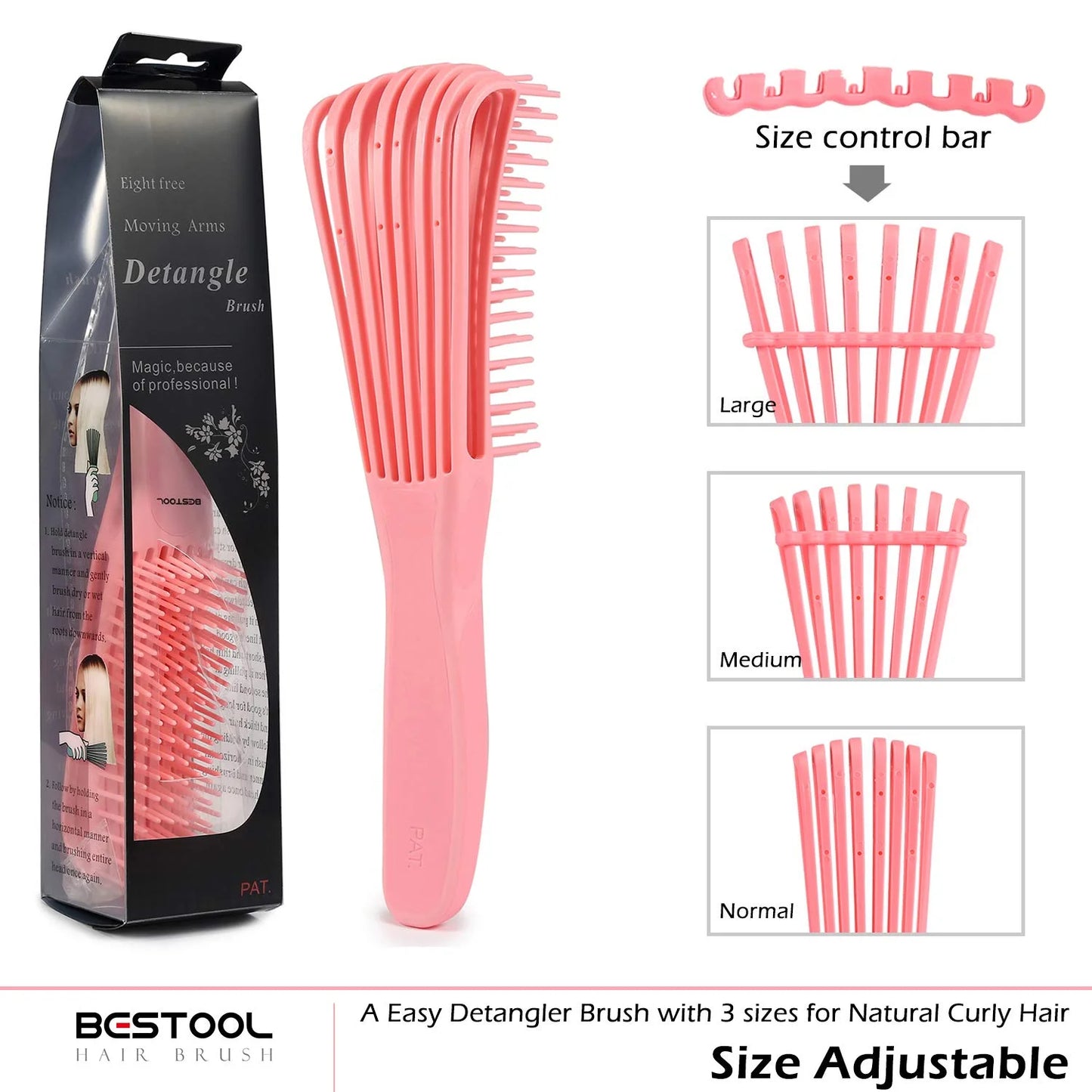 BESTOOL Detangling Brush for Natural Hair, Detangler for 3/4abc Curly, Coily, Kinky Hair, Detangle Wet/Dry Easily with No Pain (Purple)