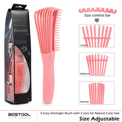 BESTOOL Detangling Brush for Natural Hair, Detangler for 3/4abc Curly, Coily, Kinky Hair, Detangle Wet/Dry Easily with No Pain (Purple)