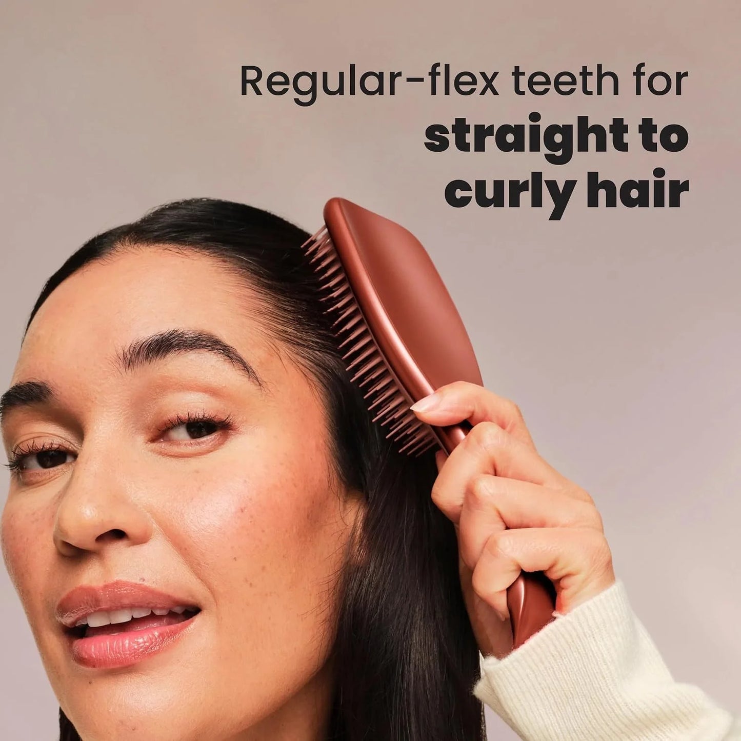 Tangle Teezer Chrome Detangler Mini Hair Brush, Straight to Curly, Pink