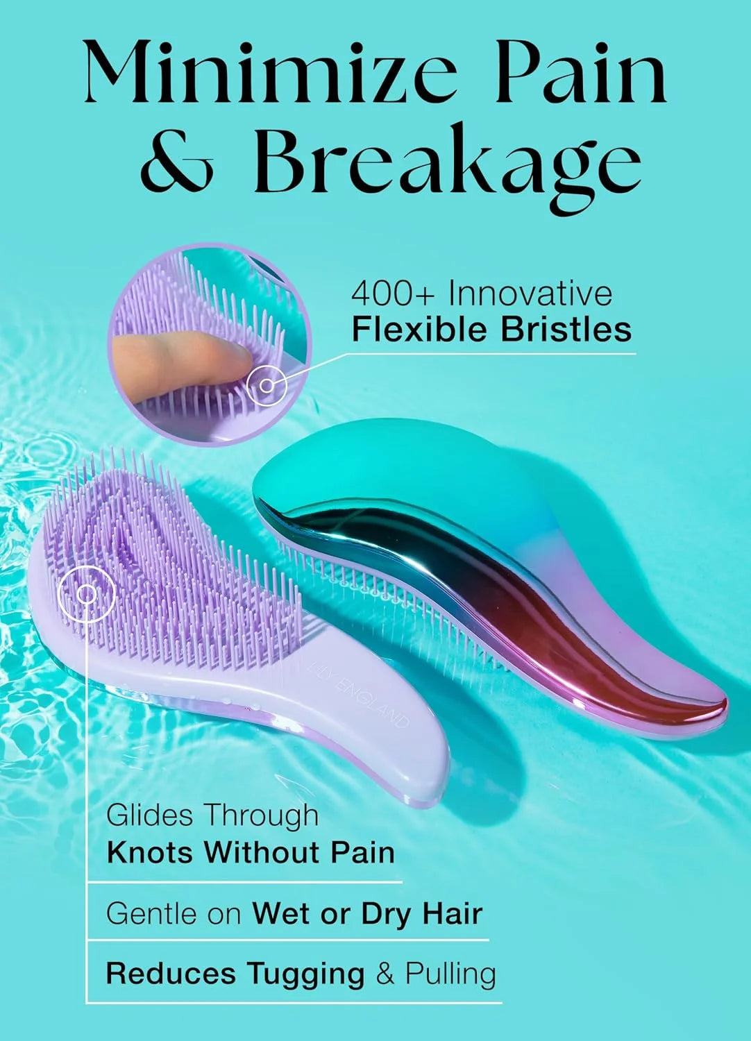Hair Brush & Beard Detangler Brush - Unisex Detangling Brush for Men, Black