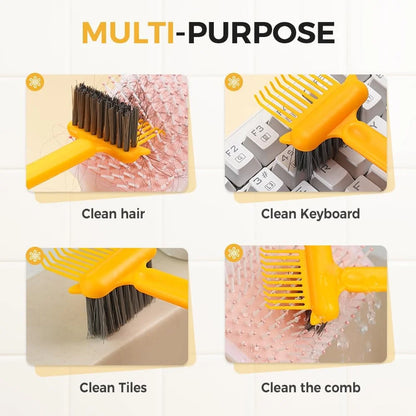 2-in-1 Hair Brush Cleaner Tool, Effortlessly Removes Hair & Dust from Combs, Mini Cleaning Rake with Pick & Bristles for Home and Salon Use (Green)