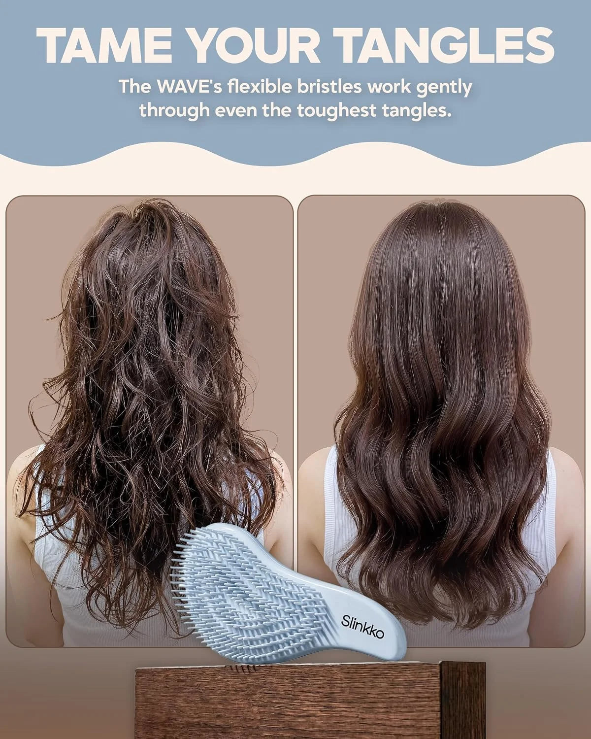 Detangler Brush, Curly Hair Brush for Women, Men & Kids - Wet & Dry Detangling Hair Brush for Curly, Thick, Fine & Wavy Hair - Anti-Breakage Wave Brush, Pain-Free Hairbrush, Pink, Rose Clay