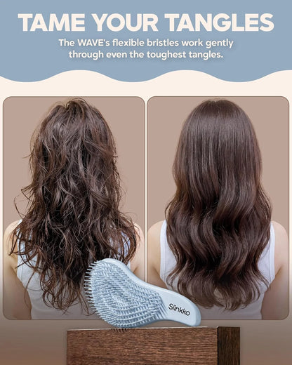 Detangler Brush, Curly Hair Brush for Women, Men & Kids - Wet & Dry Detangling Hair Brush for Curly, Thick, Fine & Wavy Hair - Anti-Breakage Wave Brush, Pain-Free Hairbrush, Pink, Rose Clay
