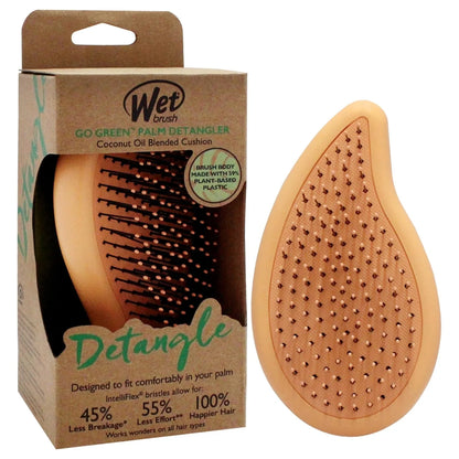 Wet Brush Go Green Palm Detangling Hair Brush Infused with Coconut Oil - Pain-Free Ultra-Soft Detangler Bristles Glide Through Tangles with Ease - Protects Against Split Ends For Wet & Dry Hair