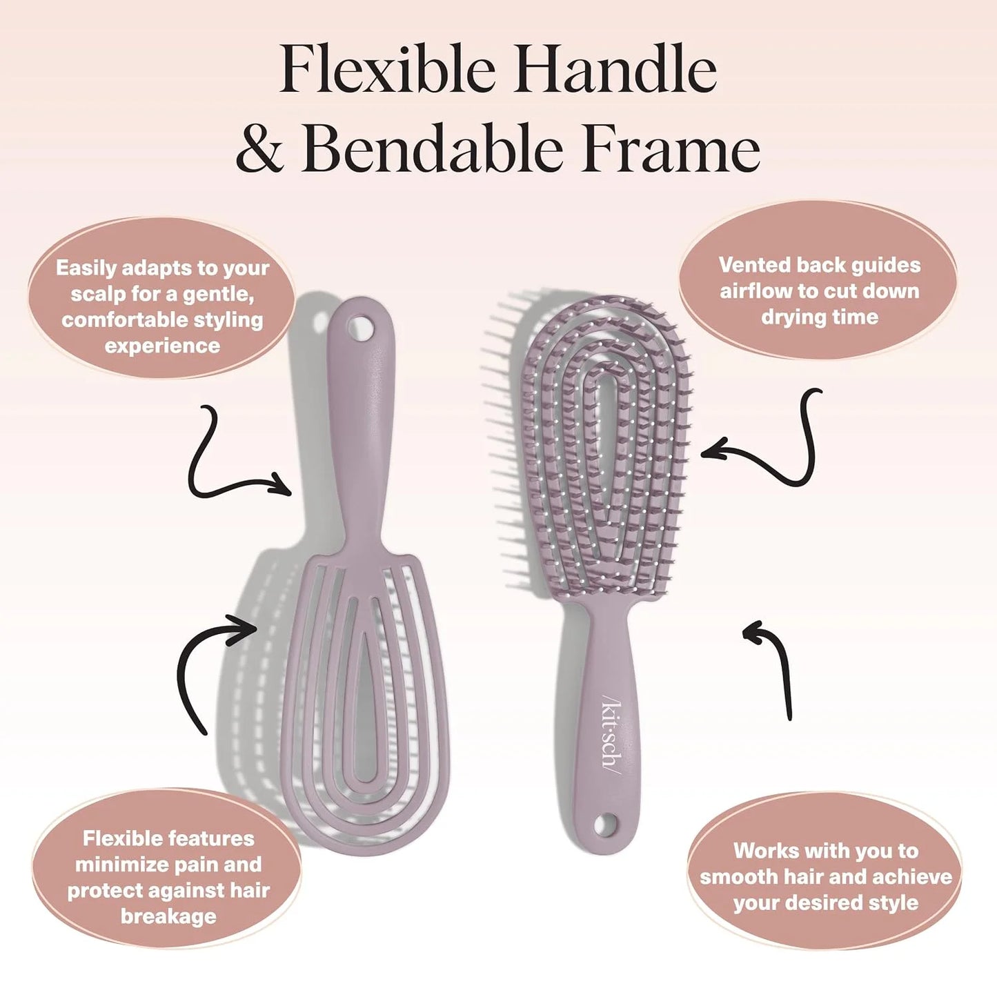 Kitsch Flexi Flow Detangler Brush, Hair Brushes For Women - Terracotta