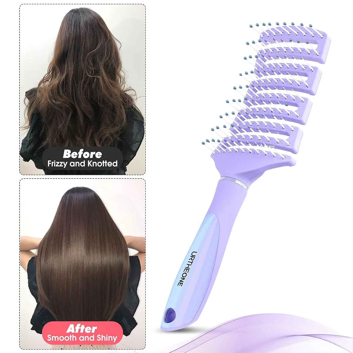 Hair Brush, Curved Vented Detangling Hair Brushes for Women Men Wet or Dry Hair,Faster Blow Drying Styling Professional Vent detangler brush for Curly Thick Wavy Thin Fine Long Short Hair(Black)