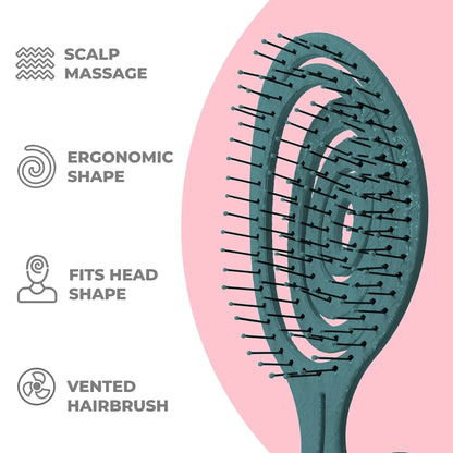 Ninabella Detangler Brush - No Tangle Hair Brush for Women, Fine, Thick and Long Hair - Hairbrush for Wet and Dry Hair, Gentle on the Scalp - Light Blue