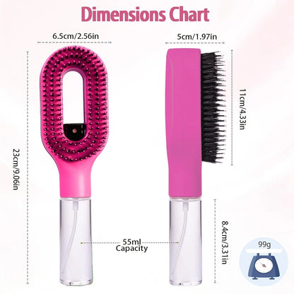 Hair Brush with Water Spray - 2-in-1 Detangler Brush for Frizz Control