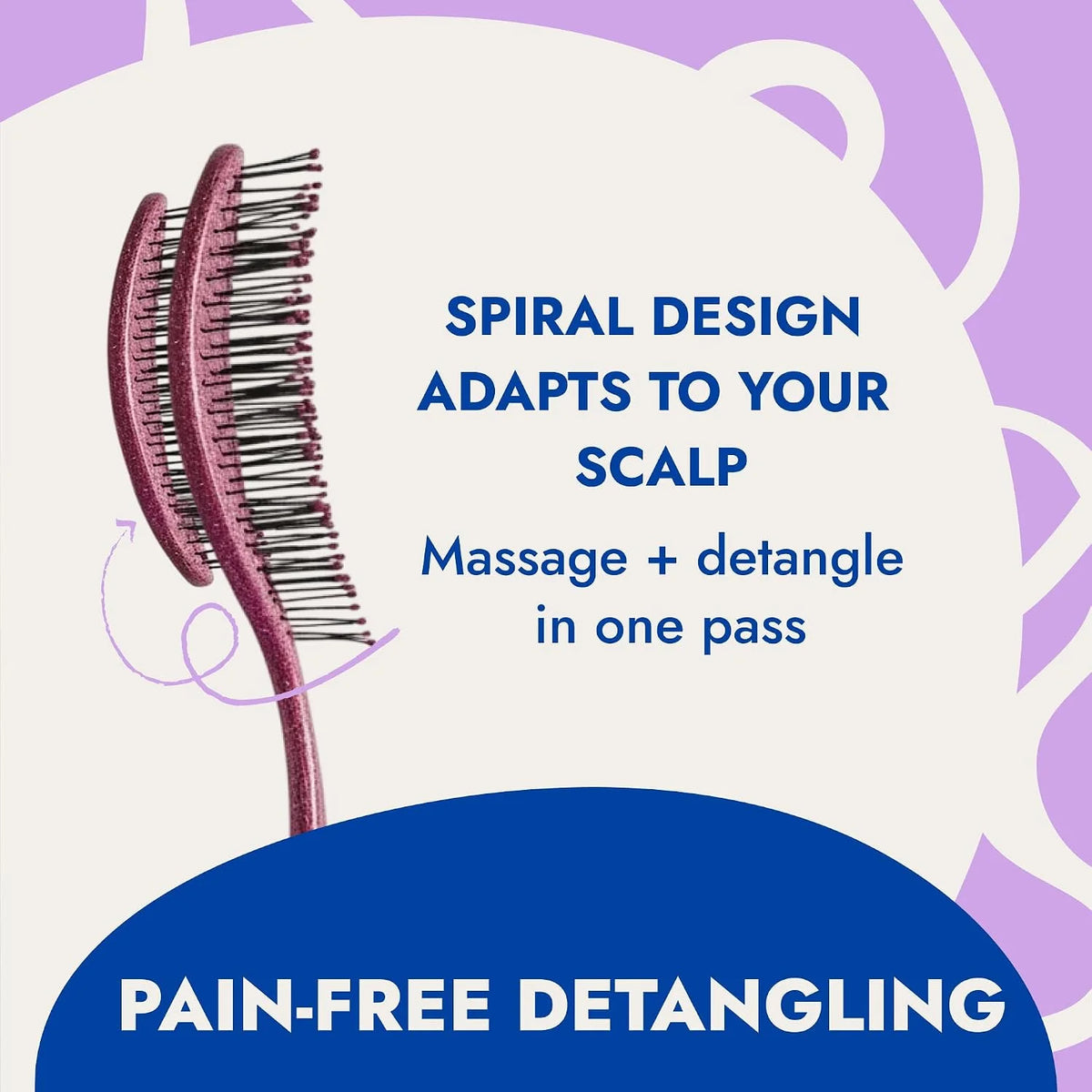 Ninabella Detangler Brush - No Tangle Hair Brush for Women, Fine, Thick and Long Hair - Hairbrush for Wet and Dry Hair, Gentle on the Scalp - Light Blue