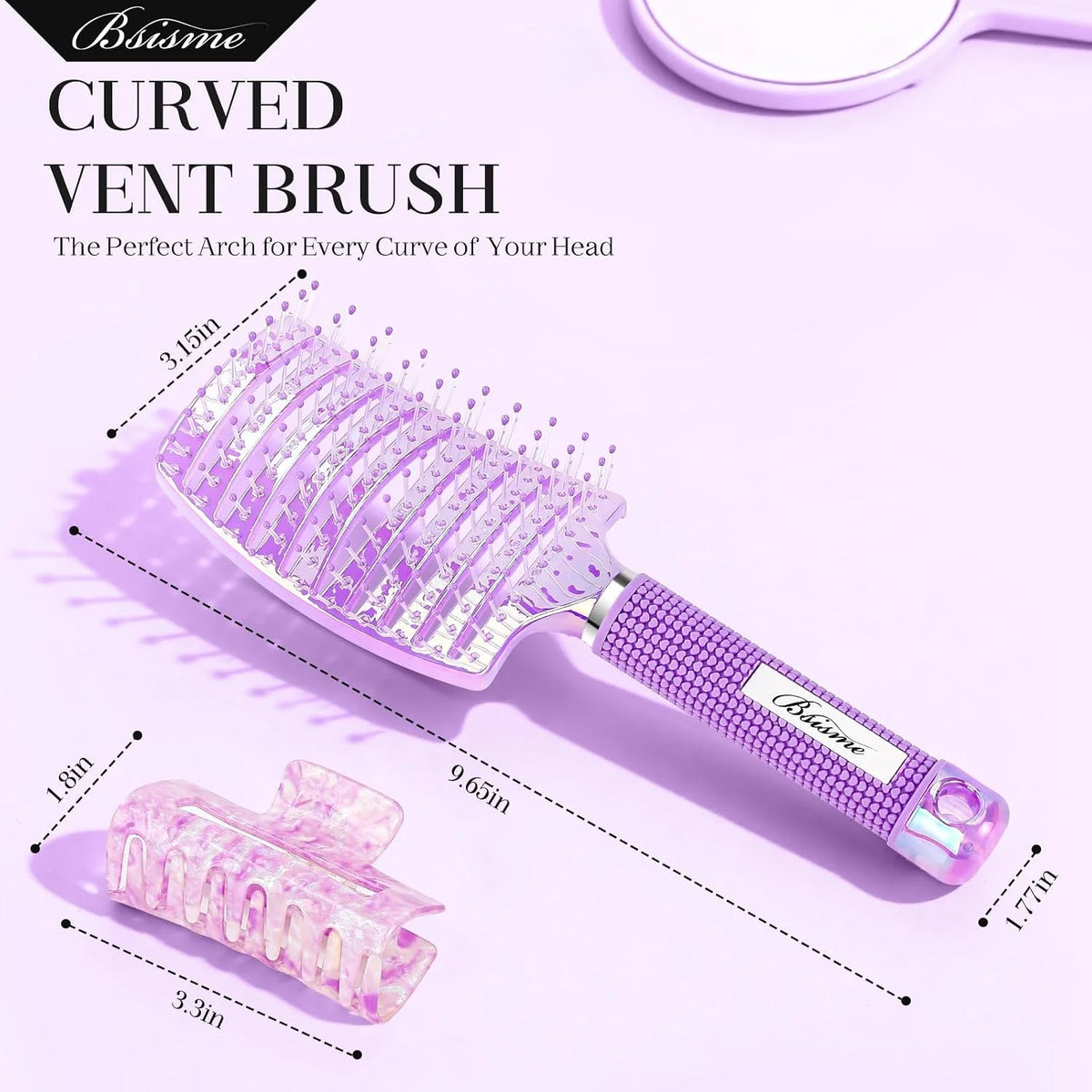 Boar Bristle Hair Brush Curved Vented Detangler Brush Faster Blow Drying, Paddle Detangling Brush for Women Men Kids Wet Dry Long Curly Thick Straight Hair, Make Hair Shiny and Healthier(Purple+Green)